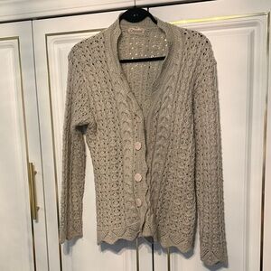 Vintage Grey-beige Cable Knit Cardigan